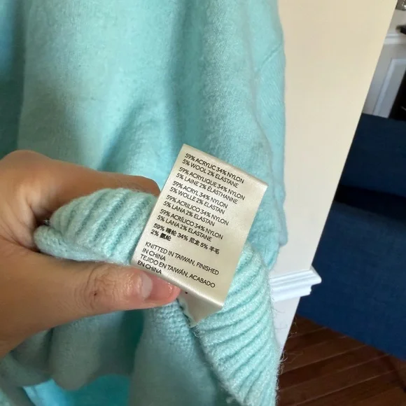 Free People Sky Blue Wool Blend Afterglow Mock Neck Pullover Sweater Size Small - Picture 8 of 8